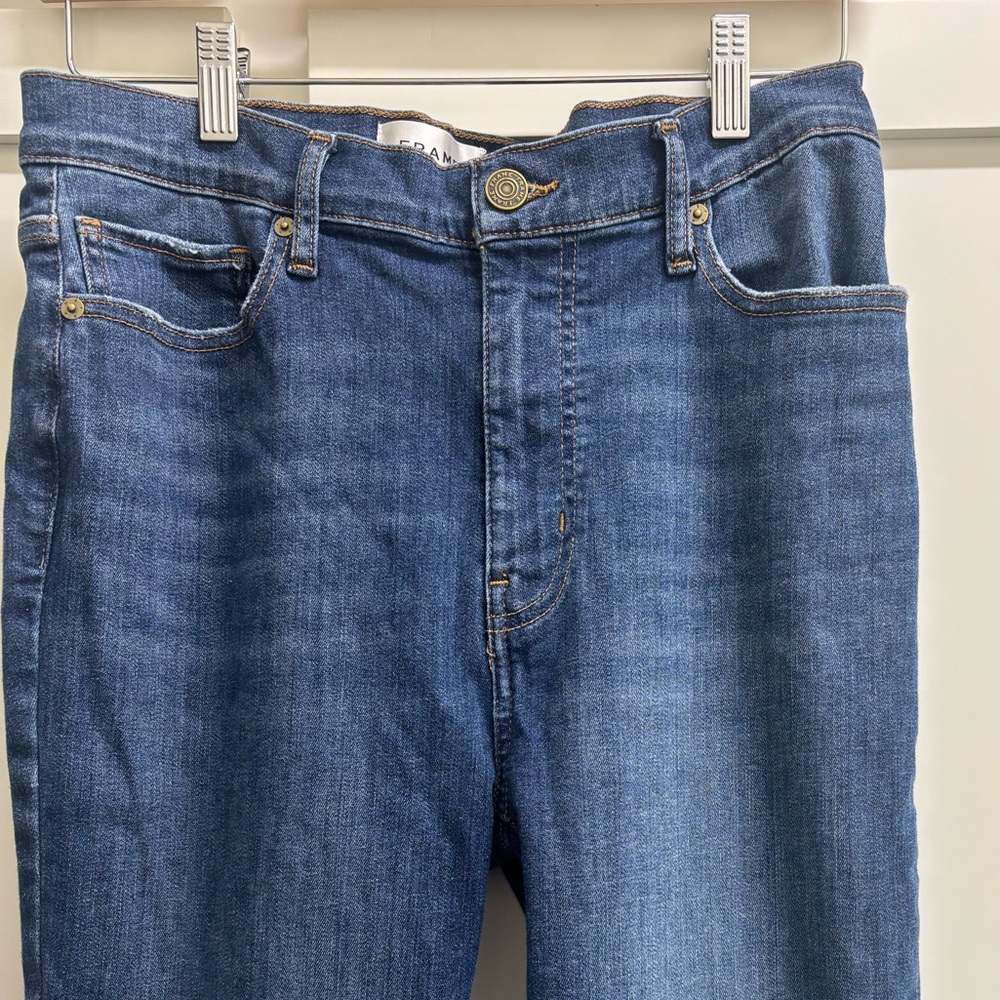 Frame Le Easy High Waist Raw Hem flare Jeans women’s size 30 Aspire Raw After - Picture 4 of 7